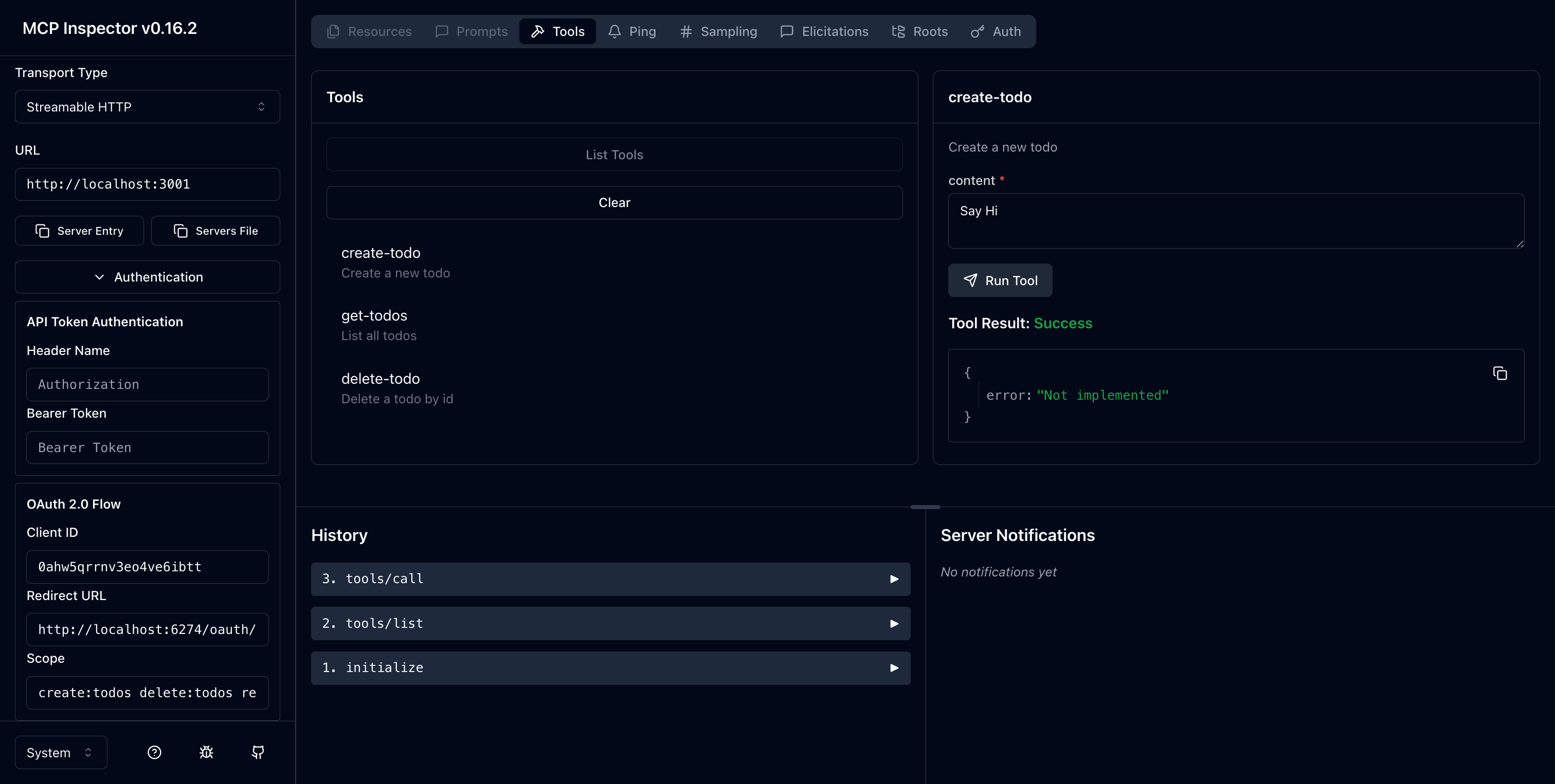 MCP inspector first run